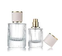 Zénitude Glassworks Vaporisateur de parfum vide en verre à rayures verticales 30 ml Blanc/doré