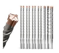 ZENIX Jeu de forets SDS Plus, 11 pièces [Ø4-14×210 mm] - Revêtement en titane, 4 arêtes de coupe | Acier 40CR