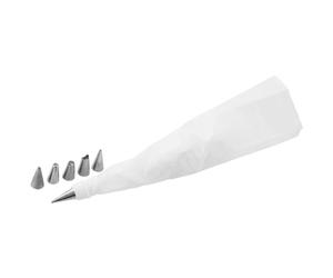 Zenker 42788 Poche à douille réutilisable et 6 embouts, poche à douille, poche à douille + 6 douilles, Acier inoxydable, Plastique, Blanc, 33 x 17 x 4 cm | Décors précis, 6 embouts inox, Poche réutilisable, 33 x 17 x 4 cm, Inox et plastique