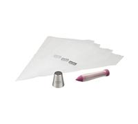 Zenker 44735 Set de décoration de gâteau spécial football, poche à douille et stylo de décoration pour gâteau terrain de foot, Acier inoxydable, Plastique, Silicone, 20 x 36 cm