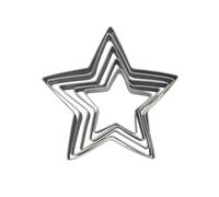 Zenker 44813 Set de 5 emporte-pièces de Noël en forme d'étoile, 5 emporte-pièces de Noël, emporte-pièce étoile, emporte-pièce, Acier inoxydable, Argent, 6 à 12 cm