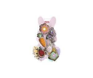 Zenker 44876 Set de 6 emporte-pièces Pâques, lot multiformes, sablé, Biscuit, Carotte, INOX, 7,9 x 2,5 cm, Gris