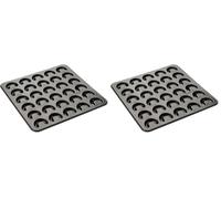 Zenker 6001 Plaque de cuisson pour Vanillekipferl, moule forme croissants, plaque à gâteaux, croissants vanille, plaque Noël, plaque à croissants, Acier inoxydable, Noir, 32 x 30,5 x 1 cm (Lot de 2)