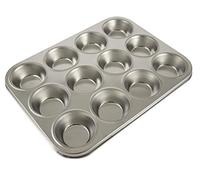 Zenker 62231 Moule à cupcake/muffin à 12 empreintes en bande étamée. 37,5 x 28,5 x 2 cm, ligne Silver, (couleur : grenat), quantité : 1 pièce.