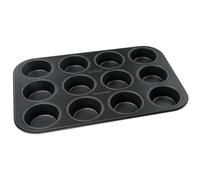 Zenker 6535 Moule à muffin 12 empreintes, moule à gâteau, moule pour 12 muffins, moule à cupcake, Acier, Noir, 38,5 x 26,5 x 3 cm