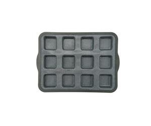 Zenker 685528 Plaque 12 empreintes carrées, Plaque à tartelettes, Moule tartelettes carrées, Gris, Silicone fibre de verre, 36,3 x 26 x 3 cm