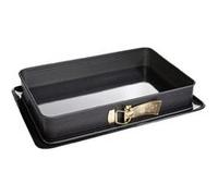Zenker 7022 Moule à gâteaux rectangulaire à charnière, Moule Rectangle, Plat à Four, Plat à gratin, Moule à gâteaux avec Plateau, Acier émaillé, 42 x 29 cm, Noir