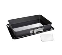Zenker 7022 Moule À Gâteaux Rectangulaire À Charnière, Moule Rectangle, Plat À Four, Plat À Gratin, Moule À Gâteaux Avec Plateau, Acier Émaillé, 42 X 29 Cm