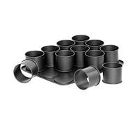 Zenker 7402 Plaque pâtisserie avec 12 mini moules ronds, 12 mini moule à flan, 12 petits moules gâteaux hauts, plaque cuisson, Acier, Noir, 38 x 30 cm