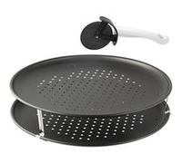 Plaque à Pizza - Zenker - 7512 - 2 Plaques Perforées - Roulette à Pizza - 32 cm de Diamètre