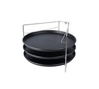 Zenker 7515 Set de cuisson pizza, 3 plaques à pizza et 1 grille four, plaque pizza, plaque de cuisson pour pizza, plat pizza four, moule pizza, Acier, Noir, 29 x 1,5 cm