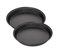 Zenker 9915250 Lot de 2 moules à quiche, moule à tarte, moule pour quiche lorraine, 2 moules à quiches lorraine identiques, moule quiche, 2 moules à tartes, Acier inoxydable, Noir, 30 x 3,5 cm