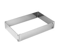 Zenker 7709 Cadre à gâteau rectangle réglable, cadre extensible, moule à gâteau rectangle, Acier inoxydable, Argent, 27,5-52 x 18,5-34 cm