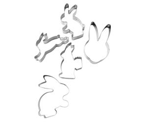 Zenker 7713 Set de 5 emporte-pièces en forme de lapin de Pâques, emporte-pièce lapin de pâques, coupe-pâte, Acier inoxydable, 9 cm