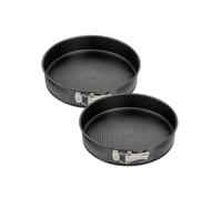 Zenker 9337950 Lot de 2 Moules à manqué à charnière 24 cm, moule rond, moule à gâteau, Acier, Noir, 24 x 24 x 6,5 cm