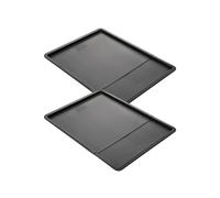 Zenker 9339650 Lot de 2 Plaques à pâtisserie extensible, plat à four, moule à génoise, plaque à génoise, plaque de cuisson four, plaque pâtisserie four, Acier, Noir, 37-52 x 33 x 1,5 cm