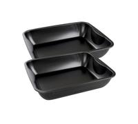 Zenker 9344750 Lot de 2 Plats à four XXL rectangle, plat à four, plat à poulet, plat rectangle XXL, Acier, Noir, 40 x 34 x 8 cm