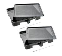 Zenker 9344950 Lot de 2 Rôtissoires, Plat à four à rôtisserie avec grille et siphon de vidange, Noir, Email, 39x33cm