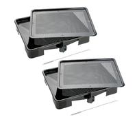 Zenker 9344950 Lot de 2 Rôtissoires, Plat à four à rôtisserie avec grille et siphon de vidange, Noir, Email, 39x33cm