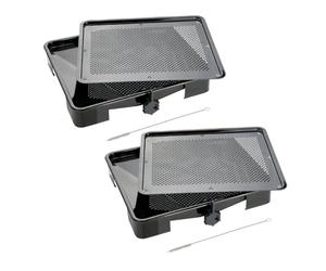 Zenker 9344950 Lot de 2 Rôtissoires, Plat à four à rôtisserie avec grille et siphon de vidange, Noir, Email, 39x33cm