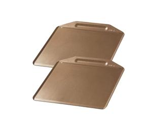 Zenker 9346250 Lot de 2 Plaques à pâtisserie, Plaque à four, Plaque de cuisson, Doré, Acier inoxydable, 36x33x2cm, Or