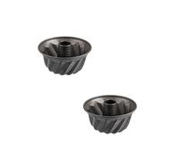 Zenker 9348050 Lot de 2 Mini moules à kouglof, moule à kougelhopf, moule à gâteau, moule à kouglof alsacien, Acier inoxydable, Noir, 18 x 18 x 11 cm