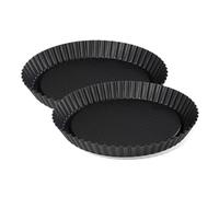 Zenker 9914450 Lot De 2 Plats À Tarte Renversée 30 Cm, Plat À Tarte, Moule À Tarte, 2 Moules Pour Tartes Renversées, Acier, Noir, 30 X 30 X 3 Cm