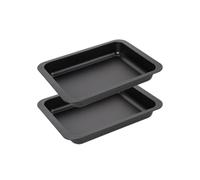 Zenker 9915750 Lot de 2 plats de cuisson des lasagnes maison, plat à four rectangle, plat pour lasagnes et gratins, Acier, Noir, 36 x 27 x 5 cm
