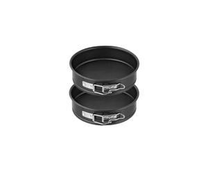 Zenker 9916050 Lot de 2 mini moules à manqué, mini moules ronds, moule à manqué à charnière, moule à gâteau, Acier, Noir, 16 x 16 x 4 cm