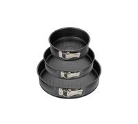Zenker 9923450 Lot de 3 moules à charnière ronds, moule rond, moule à manqué, moules à gâteaux, moules à pâtisserie, moule a manqué, moule gateau rond, Acier, 20 cm 24 cm et 28 cm