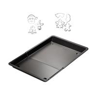Zenker 9931450 Plaque de cuisson extensible et 7 emporte-pièces de Noël, plaque patisserie réglable et emporte-pièces inox, plaque cuisson four, Acier, 36,5 à 52 x 33 x 3 cm