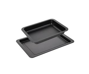 Zenker 9941650 Ensemble de 2 plats de four rectangulaires, plat de four, plat de cuisson, plat à four, plaque de cuisson, plaque de four, Acier, 42 x 29 x 2,5 cm