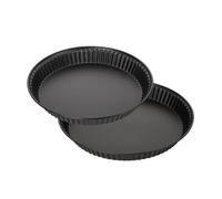 Zenker 9980050 Set de 2 moules à tartes ou quiches lorraines, plat à tarte, Acier inoxydable, Noir, Diamètres de 28 cm et 30 cm