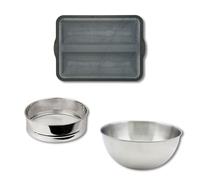 Zenker 9983150 Ensemble De 3 Ustensiles Spécial Baguette, Plaque À Baguette, Tamis, Bol À Mixer, Silicone Fibre De Verre, Nylon, Acier Inoxydable, Noir, Gris, De 18 À 36 Cm