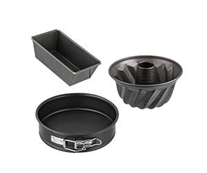 Zenker 9991850 Set de 3 moules à manqué spécial mini avec à cake, moule à kougelhopf, à charnière, Acier inoxydable, Noir, 15 x 5,5 x 8,5 cm, 18 cm, 16 cm