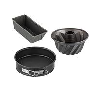 Zenker 9991850 Set de 3 moules à manqué spécial mini avec moule à cake, moule à kougelhopf, moule à charnière, Acier inoxydable, Noir, 15 x 5,5 x 8,5 cm, 18 cm, 16 cm