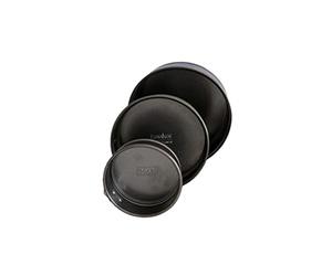 Zenker 9991950 Set 3 mini moules à manqué, mini moule rond, moule à manqué à charnière, moule à gâteau, moules layer cake, Cake design, Acier inoxydable, Noir, 12cm, 16cm, 18cm