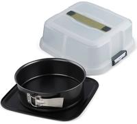 Zenker Bake, Click & Go Moule à charnière de 24 avec couvercle Moule à pâtisserie de 24 x 8 cm avec couvercle adapté pour le transport direct Moule à gâteau pour la cuisson et le transport