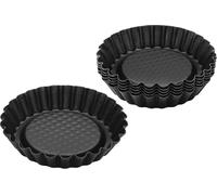 Zenker Black Metallic Tortelettförmchen, 6er Set, Tortelett Förmchen, Backform, Kuchenform, Antihaft Classic, Schwarz, Ø 10 cm, 6531
