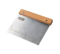Zenker Coupe-pâte en acier inoxydable - Coupe-pâte avec fonction règle - Accessoire parfait pour la cuisson du pain - Séparateur de pâte avec poignée en bois (hêtre) - Environ 15 x 12 x 1,5 cm
