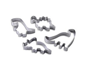 Zenker Emporte-pièce dinosaure en inox | Découpe nette sans déformer, Set de 4 formes, Inox rigide, Hauteur 2 cm, Passe au lave vaisselle