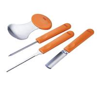 Zenker Ensemble de sculpture de citrouille 4 pièces, outils en acier inoxydable pour décoration créative de citrouille, couteau dentelé, brochette, ciseau creux et cuillère à creuser