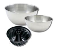 Zenker & Fackelmann 9364050 Moule à kouglof 22 cm, 2 Bols Mixer Inox 20,5 cm & 25 cm, Spatule Silicone Lila, 22 cm| 25 cm | 20,5 cm