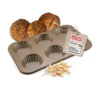 Zenker 7313 Moule à Pain Rond 6 Empreintes, Moule à Brioche, Doré, Acier, 33,5 x 22 x 3 cm, Or