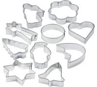 Zenker 7731 Set de 10 emporte-pièces de Noël sur cintre, emporte-pièces biscuits, emporte-pièce, Acier inoxydable, Argent, 4 x 4 cm