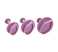 Zenker Set de 3 Emporte-Pièces Poussoir Motif Feuille, Plastique Rose, 4,7 cm