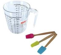 Zenker Smart Pastry - Kit pâtisserie - Verre doseur 1L et 3 accessoires - Multicolore Bleu,Vert,Rose,Bois,Transparent