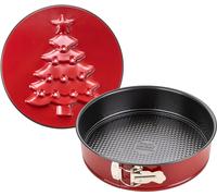 Zenker Sparkling Christmas Springform mit Flach-und Motivboden, Backform, Kuchenform, Kuchen Form, Antihaftbeschichtung, Rot / Schwarz, Ø 26 cm, 6006