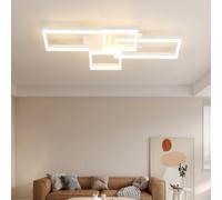 zenlavia Plafonnier LED Moderne Rectangulaire - Lampe de Plafond Dimmable avec Télécommande, 6200lm, 62W, 3000-6500K, Veilleuse, Minuterie, Mémoire, pour Salon & Chambre