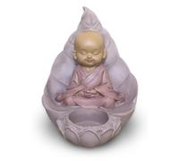 Zen'Light CH02 Statuette Bouddha Bougeoir Bougie Chauffe-Plat-Décoration Feng Shui-Objet Porte Bonheur-Idée Cadeau Zen-Hauteur : 13cm-Couleur Beige et Vieux Rose-Zen’Light, Polyrésine, CH2
